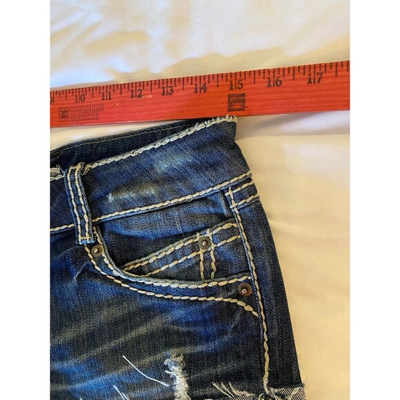 2.1 Denim Shorts  Women’s Jeans  Size 28 Designer Stitching Daisy Duke Cuffed - Picture 5 of 6